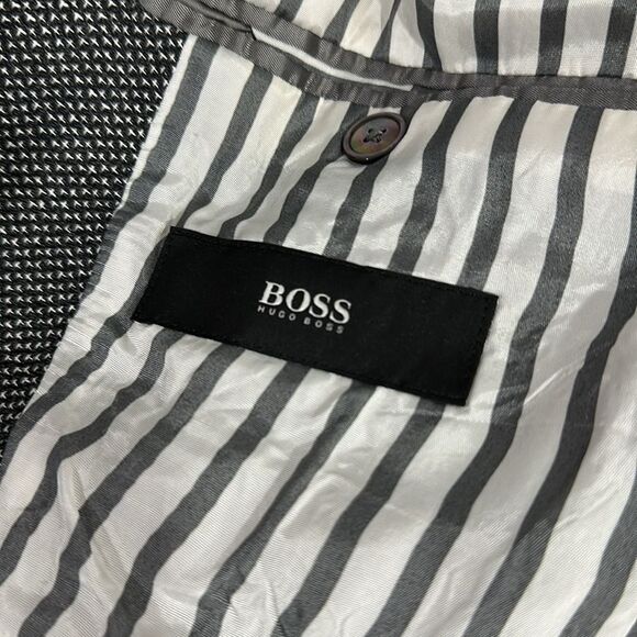 Hugo Boss Slim-Fit Blazer Jacket In Micro-Patterned Wool And Linen Size 44R - Picture 10 of 15